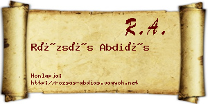 Rózsás Abdiás névjegykártya